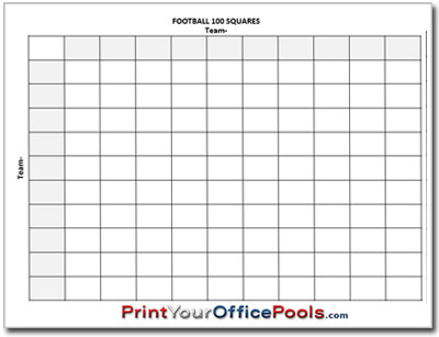 Printable Super Bowl Squares - 100 Square Grid Office Pool